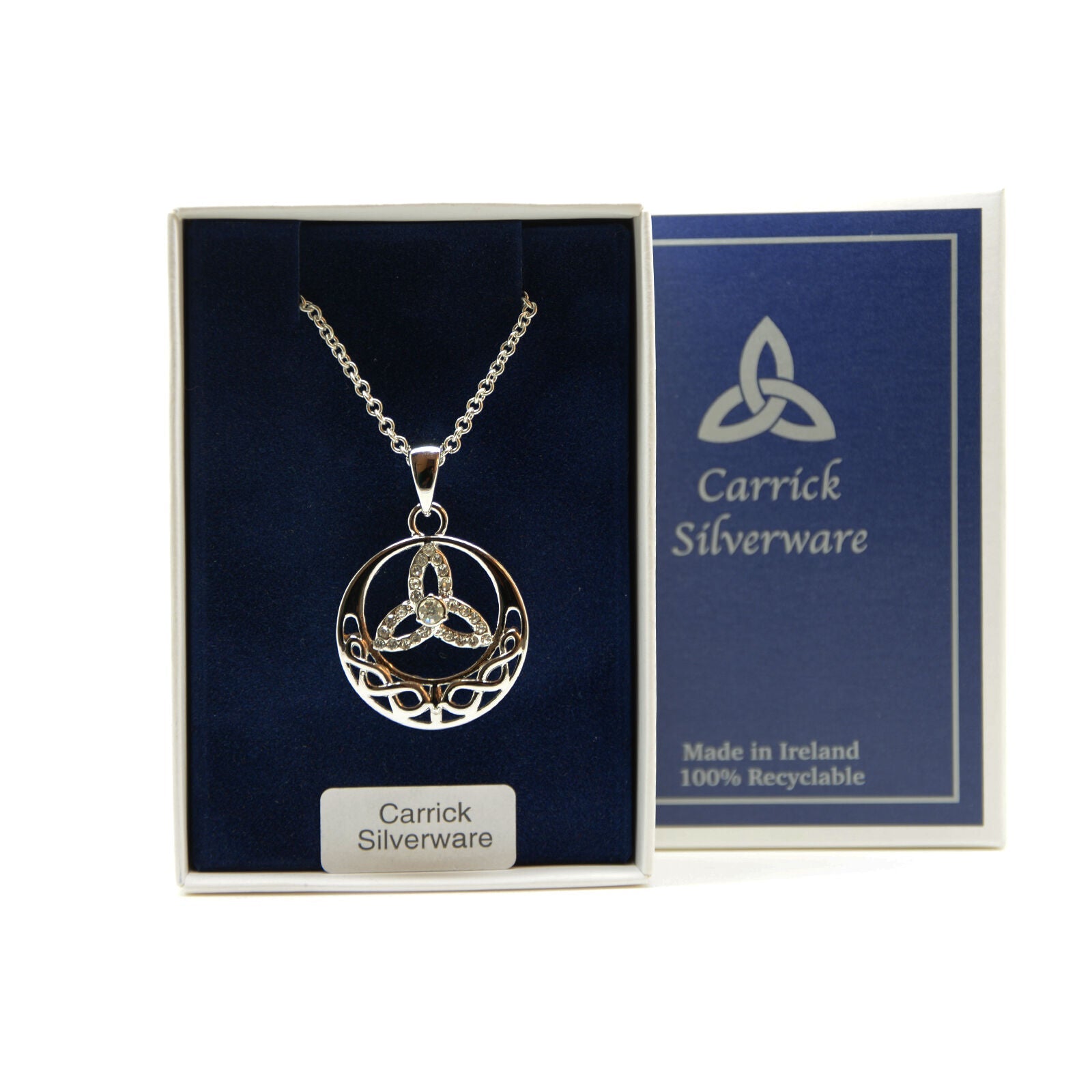 Silver Plated Carrick Silverware Celtic Knot In Filigree Circle Necklace 