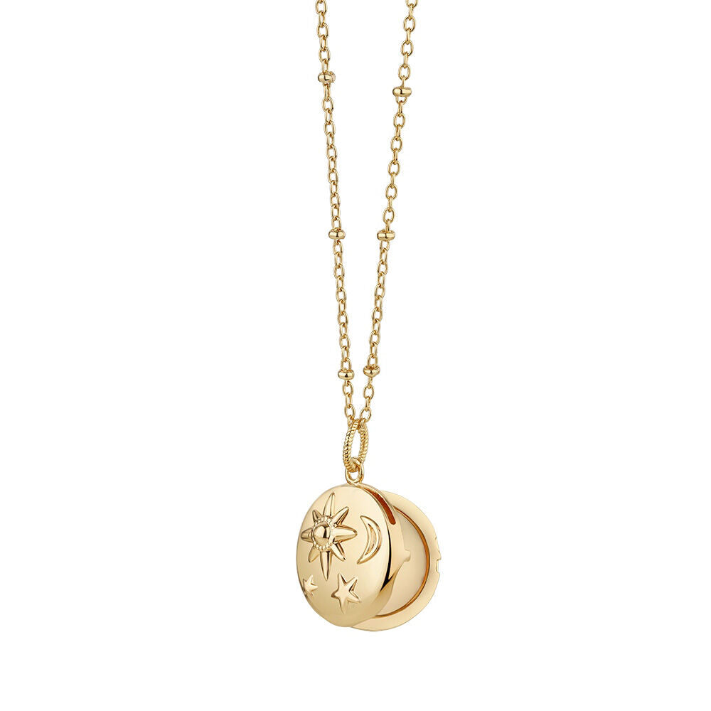 Gold Plated Amy Huberman Newbridge Silverware Locket With Sun Moon & Stars Design