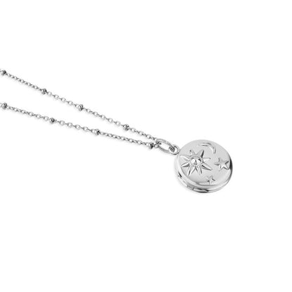 Silver Plated Amy Huberman Newbridge Silverware Locket With Sun Moon & Stars Design