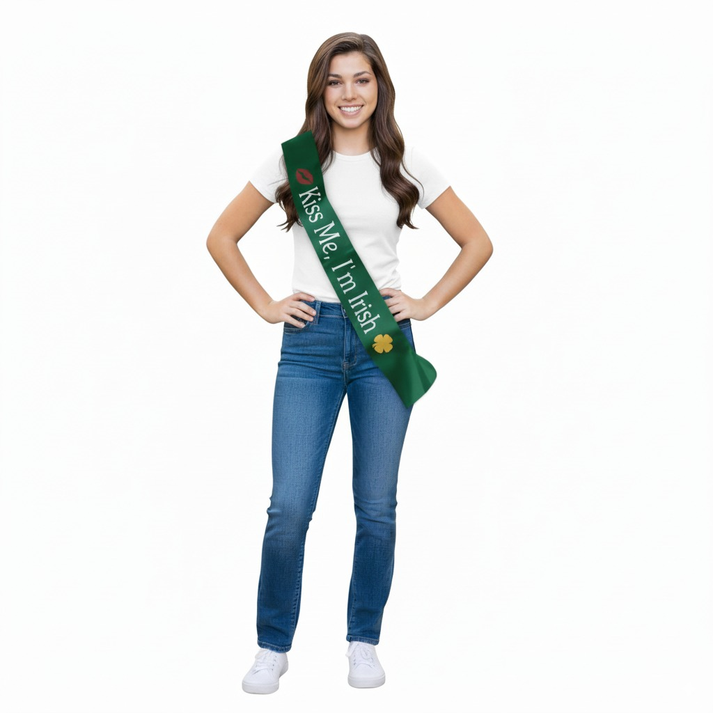 Kiss Me I’m Irish Green Sash 