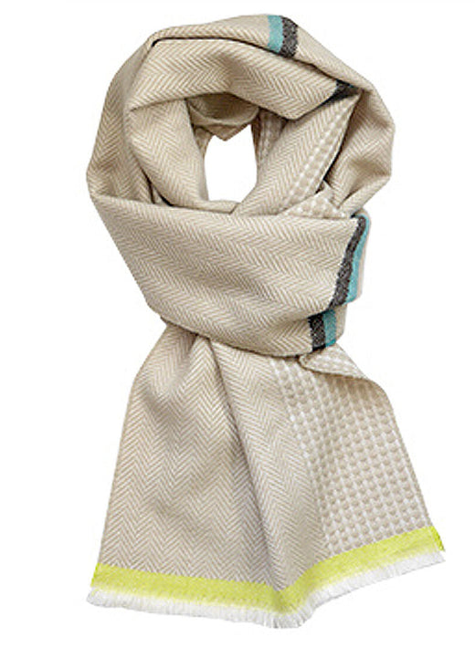 Ladies Herringbone Woven Scarf Beige