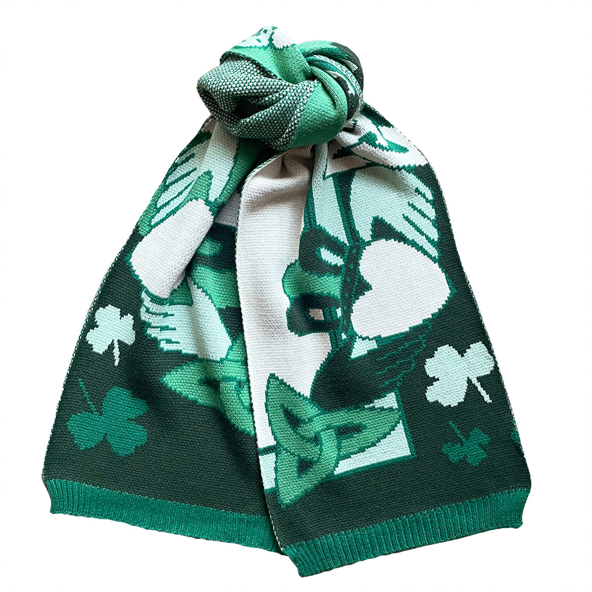 Claddagh Green and Cream Knit Scarf