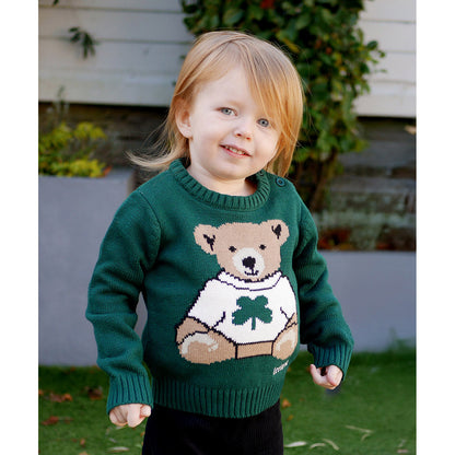 Ireland Bear Dark Green Kids Knitted Sweater