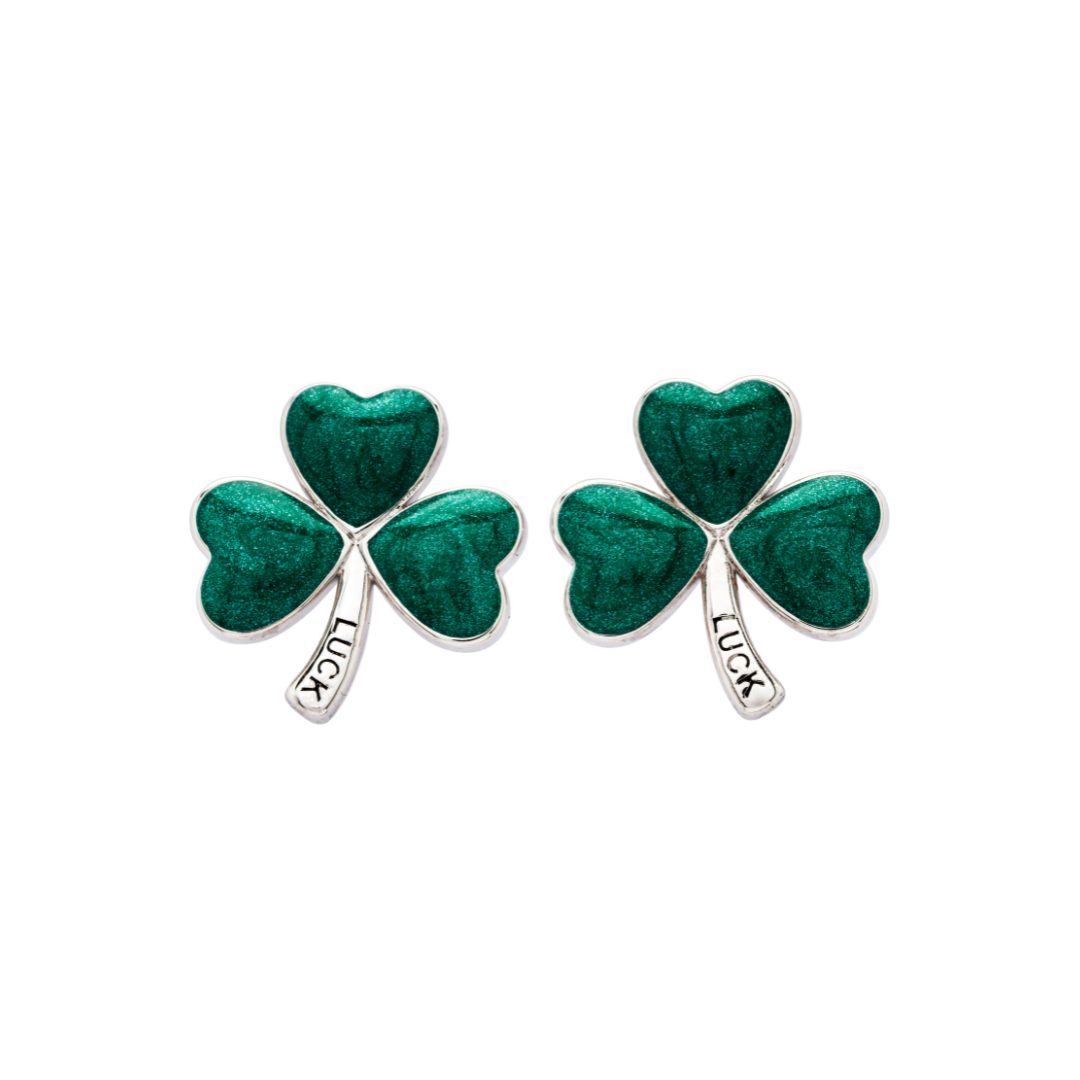 Platinum Plated Shamrock Earrings