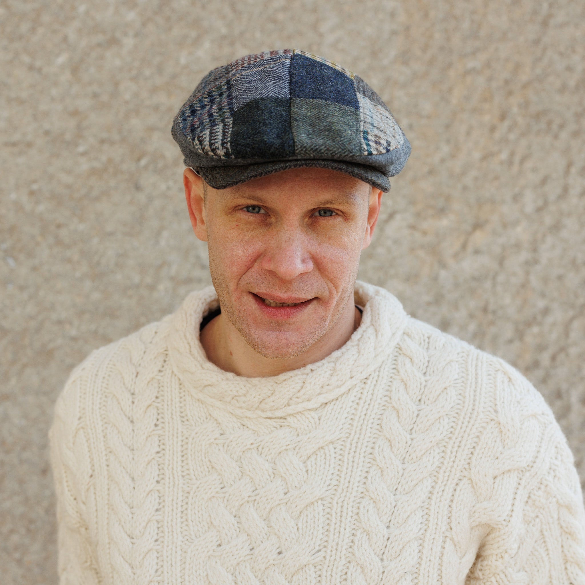Peaky Style Patch Detail Tweed Flat Cap 