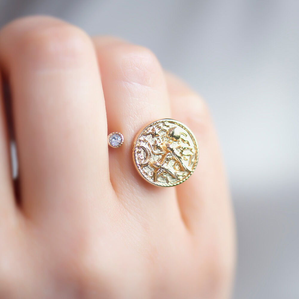 Gold Plated Amy Huberman Newbridge Silverware Ring With Clear Stone