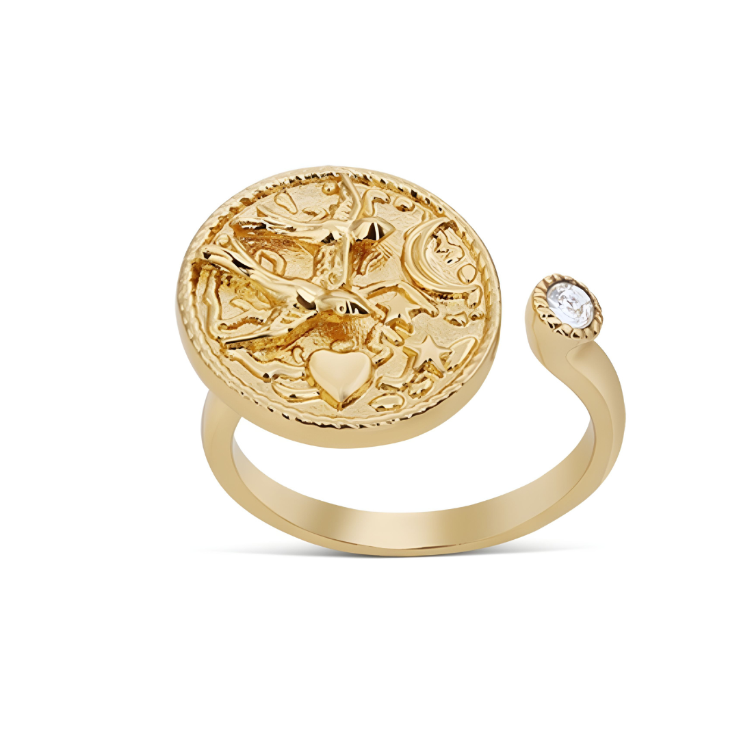 Gold Plated Amy Huberman Newbridge Silverware Ring With Clear Stone