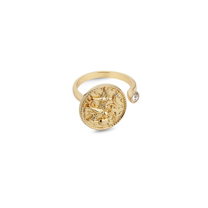 Gold Plated Amy Huberman Newbridge Silverware Ring With Clear Stone