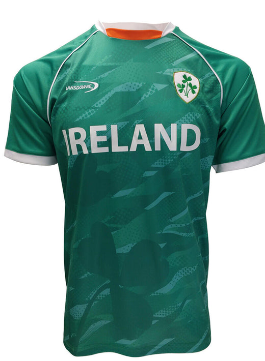 Green Ireland sublimated performance top with crest and IRELAND lettering