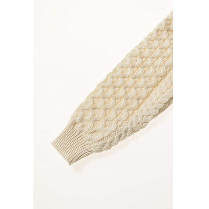 Unisex Irish Cable Knitted Soft Roll Neck Natural Sweater