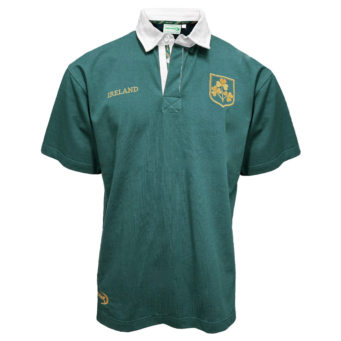 Ireland Dark Green and Gold Shamrock Short Sleeve Rugby Shirt