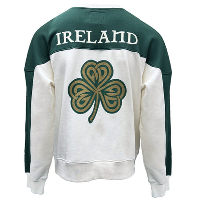 Unisex Ireland Crest V-Neck Cream and Green Sweatshirt