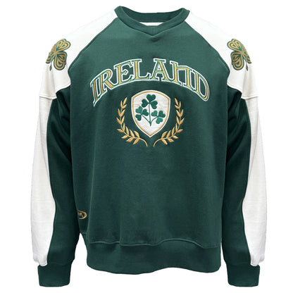 Unisex Ireland Crest V-Neck Green and Cream Sweatshirt