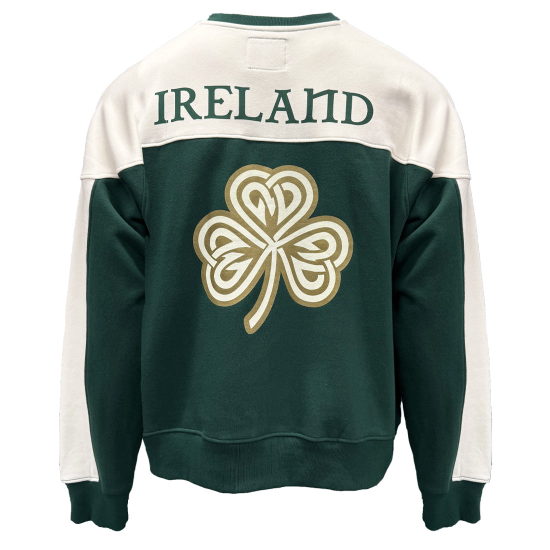 Unisex Ireland Crest V-Neck Green and Cream Sweatshirt