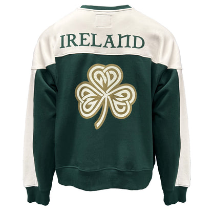 Unisex Ireland Crest V-Neck Green and Cream Sweatshirt