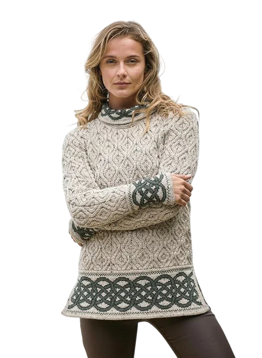 Ladies  Ranelagh Jacquard Aran Oatmeal Sweater
