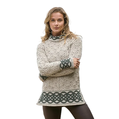 Ladies  Ranelagh Jacquard Aran Oatmeal Sweater