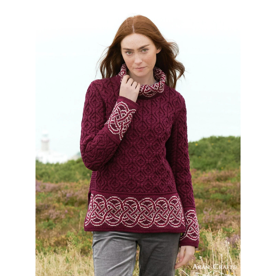 Ladies Ranelagh Jacquard Wine Sweater 