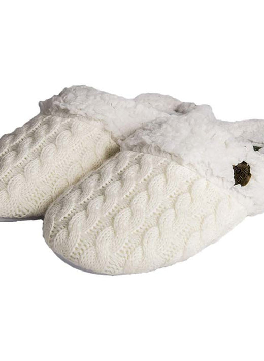 Aran Knitted Slip On Slippers