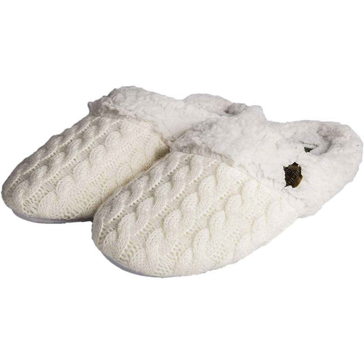 Aran Knitted Slip On Slippers