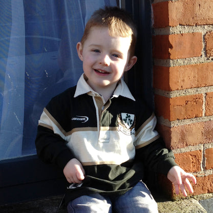 Kids Long Sleeve Green and Natural Rugby Shirt