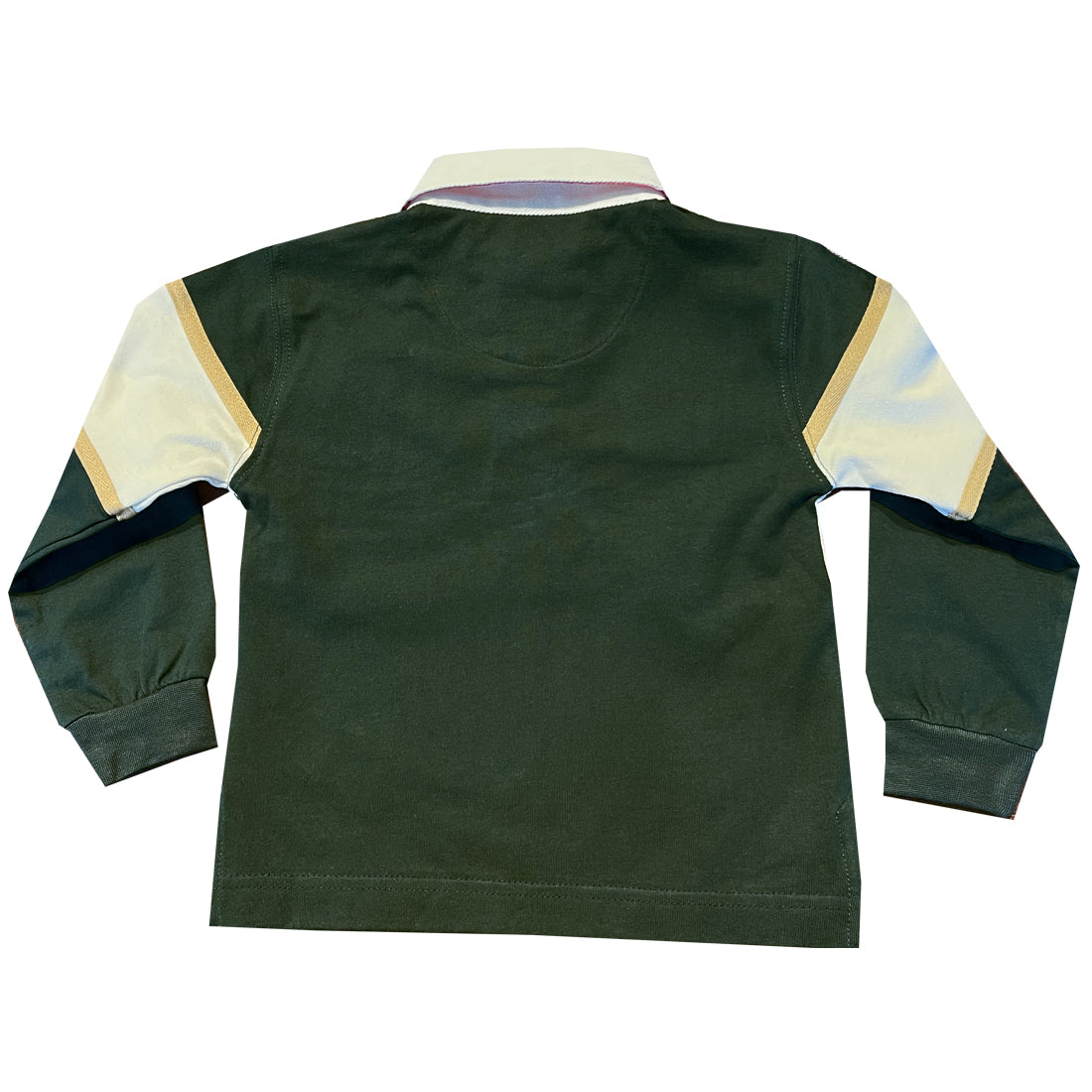 Kids Long Sleeve Green and Natural Rugby Shirt