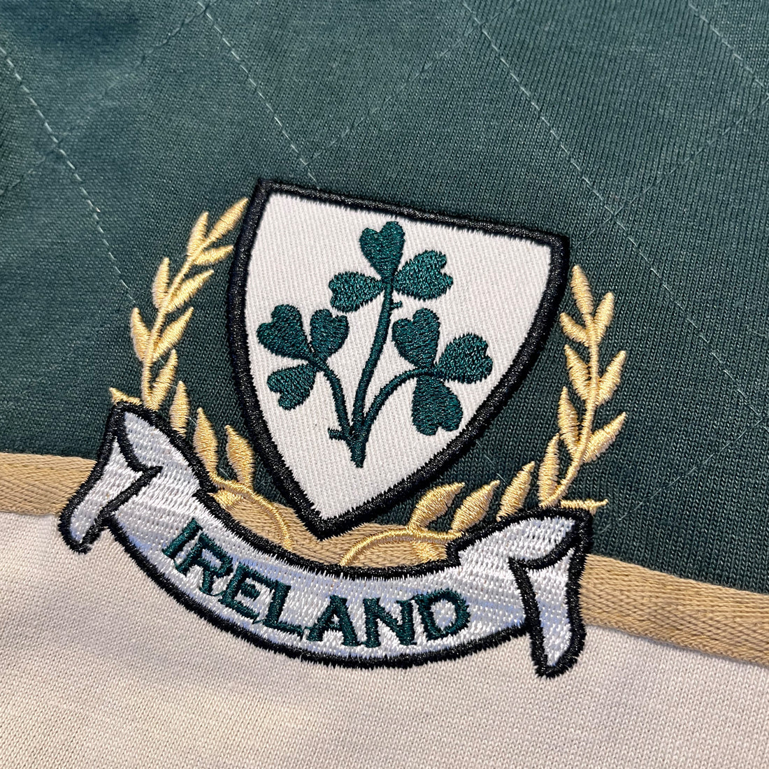 Kids Long Sleeve Green and Natural Rugby Shirt