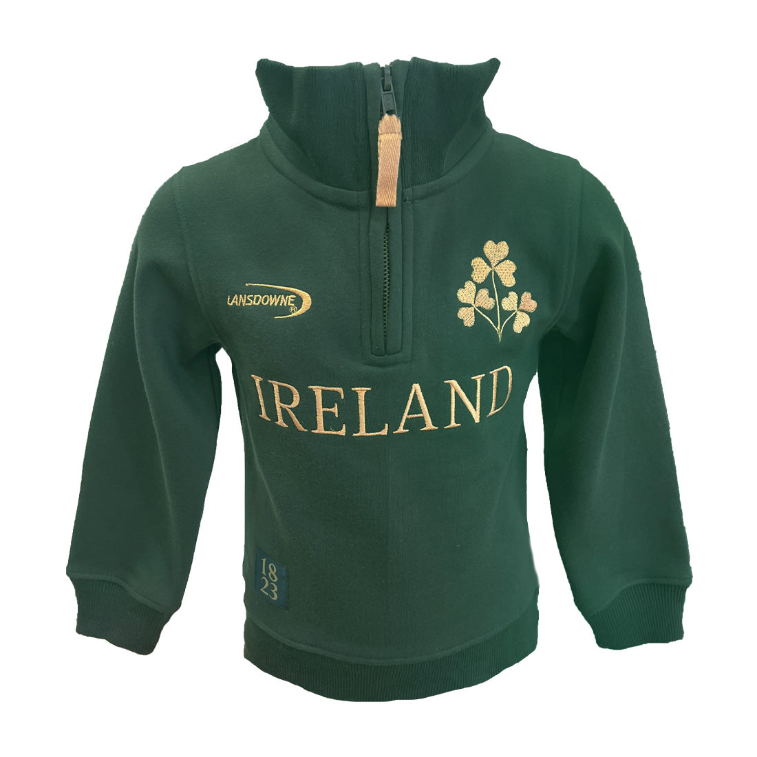 Kids Shamrock 1/4 Zip Green Fleece Top