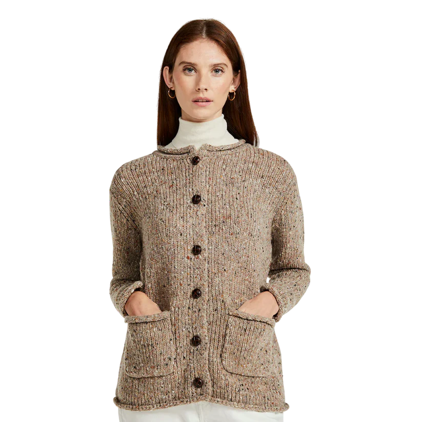Ladies Donegal Tweed Oatmeal Cardigan