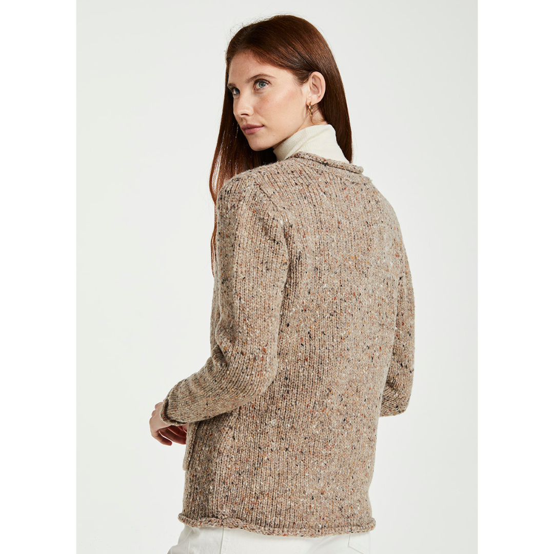 Ladies Donegal Tweed Oatmeal Cardigan 