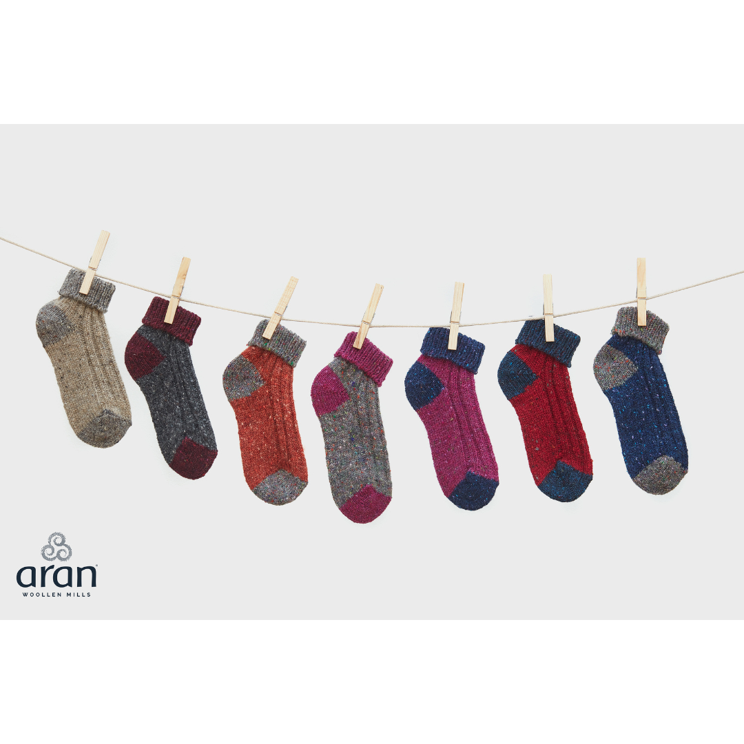 Adults Turn Down Ankle Sock Pink & Blue 
