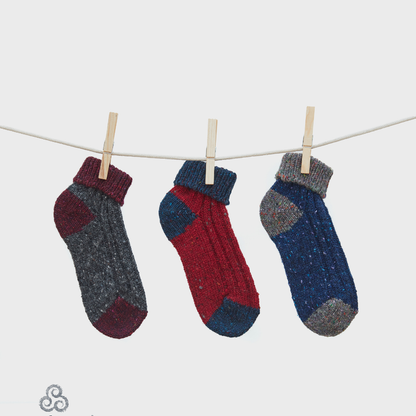Adults Turn Down Ankle Sock Blue & Grey