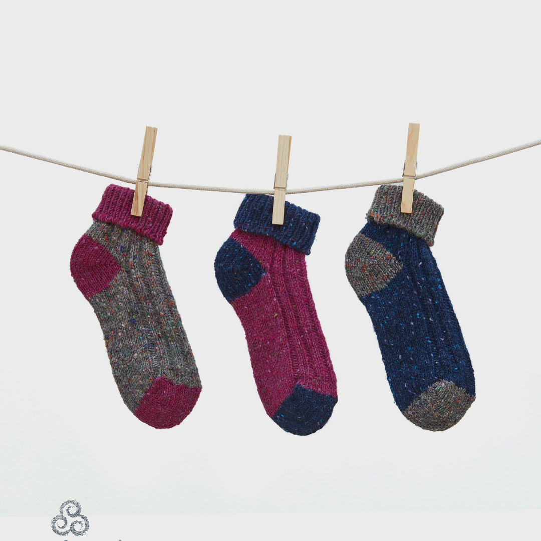 Adults Turn Down Ankle Sock Pink & Blue