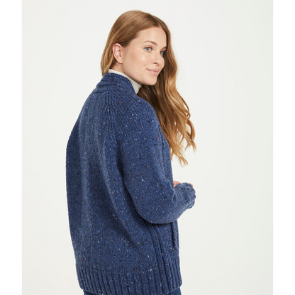 Ladies Donegal Wool Blue Cardigan