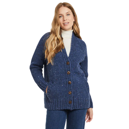 Ladies Donegal Wool Blue Cardigan