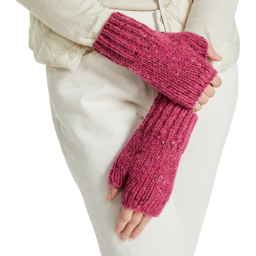 Ladies Nepped Wool Pink Fingerless Mittens