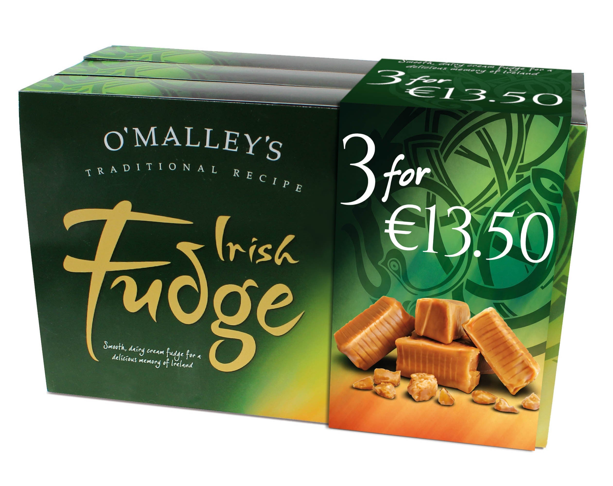 O'Malley's Irish fudge three box set with green packaging