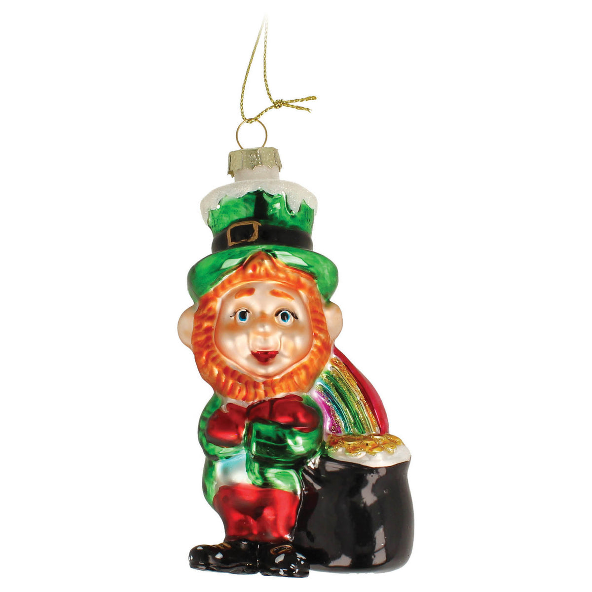 Irish Glass Leprechaun Christmas Ornament