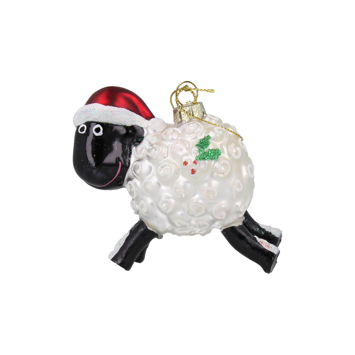 Irish Glass Sheep Christmas Decoration