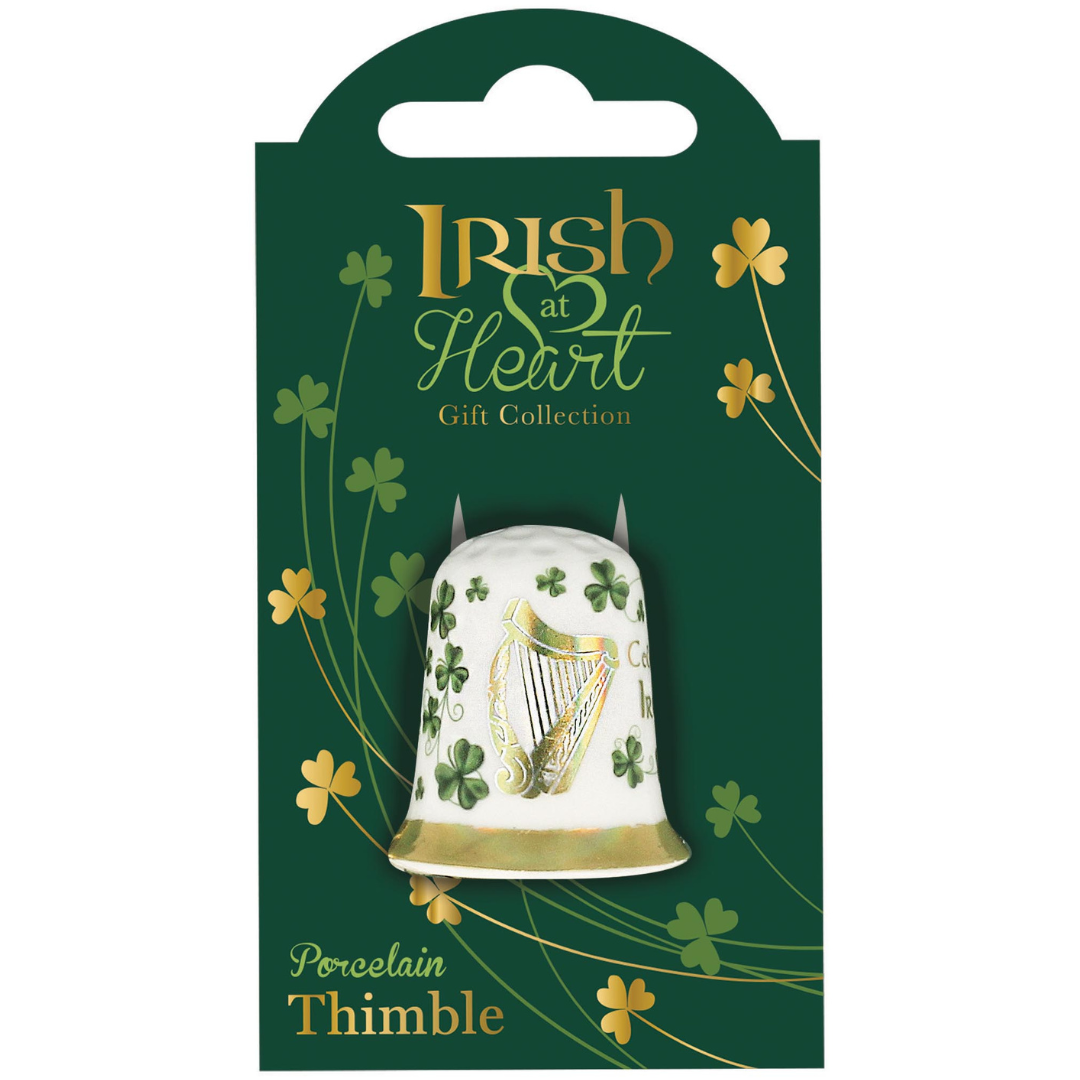 Porcelain Harp and Shamrock Thimble