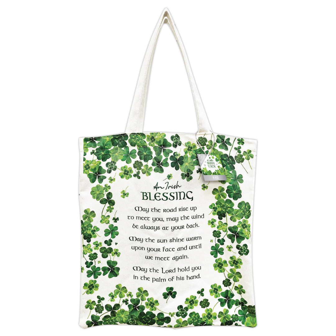 Irish Blessings Clover Cotton Tote Bag