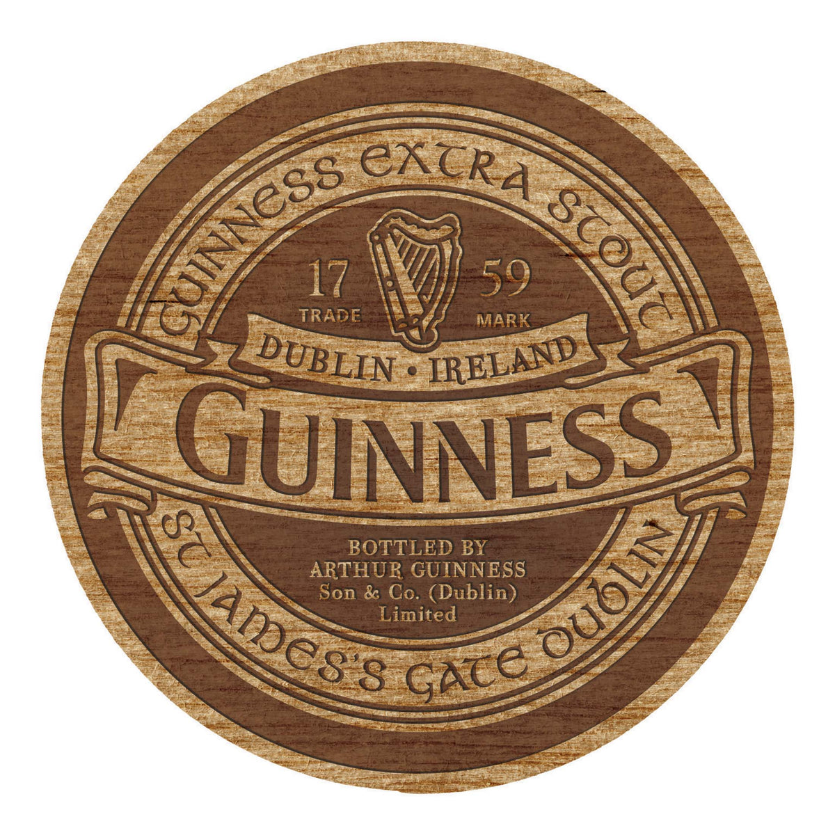 Dulin Label Guinness Ireland Label Wooden Coaster – Carrolls Irish Gifts USA
