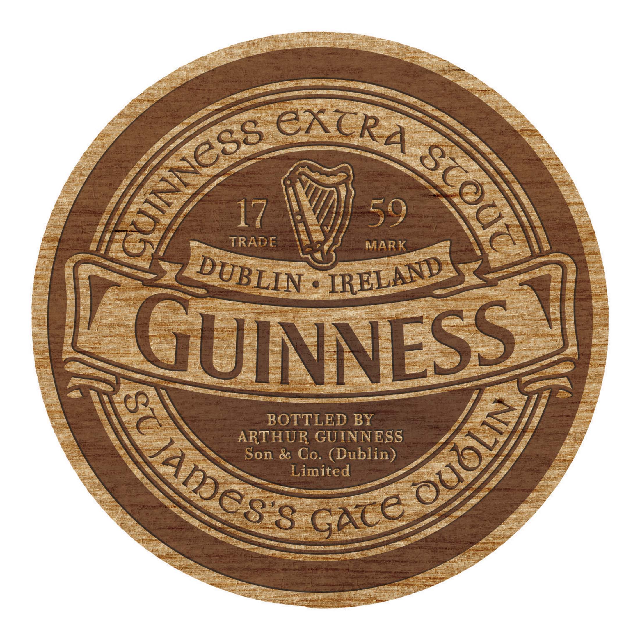 Guinness Ireland Label Wooden Coaster
