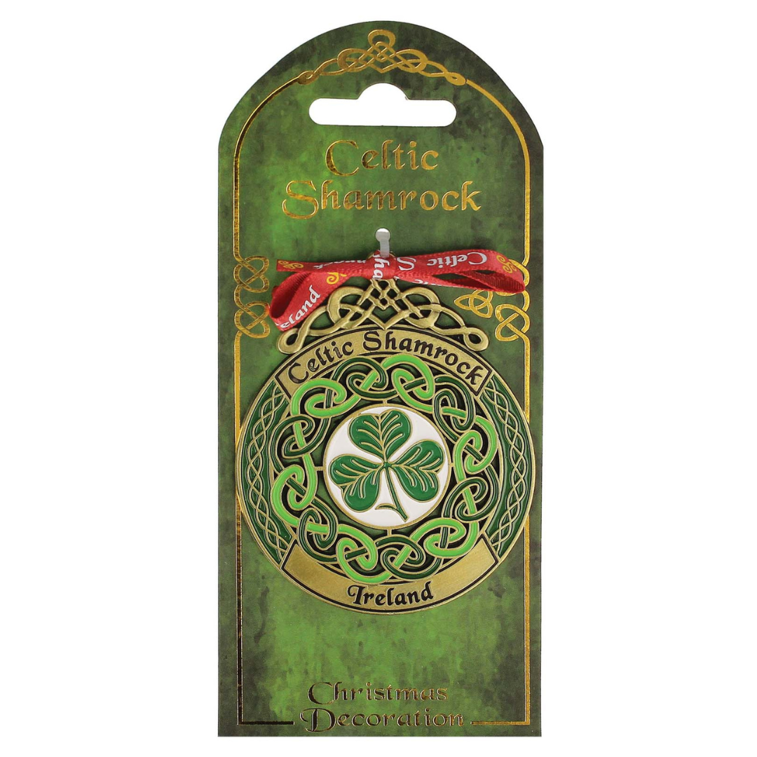 Celtic Shamrock Metal Christmas Ornament