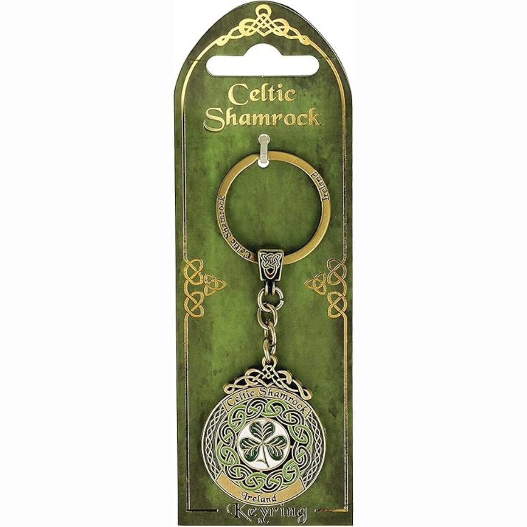 Celtic Shamrock Enamel Key Ring