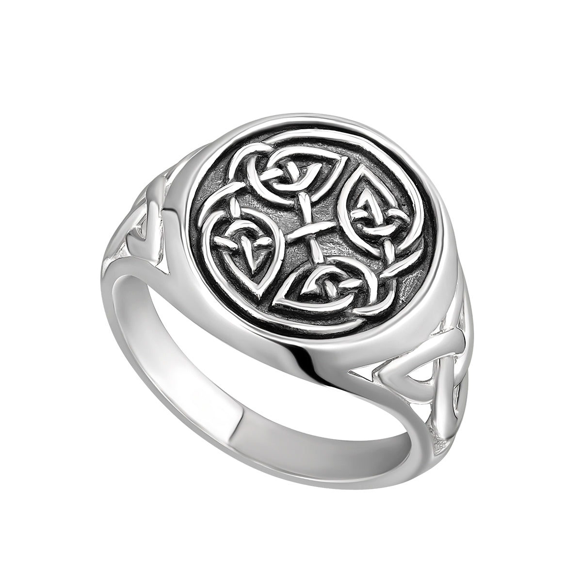 Sterling Silver Oxidised Celtic Knot Signet Ring