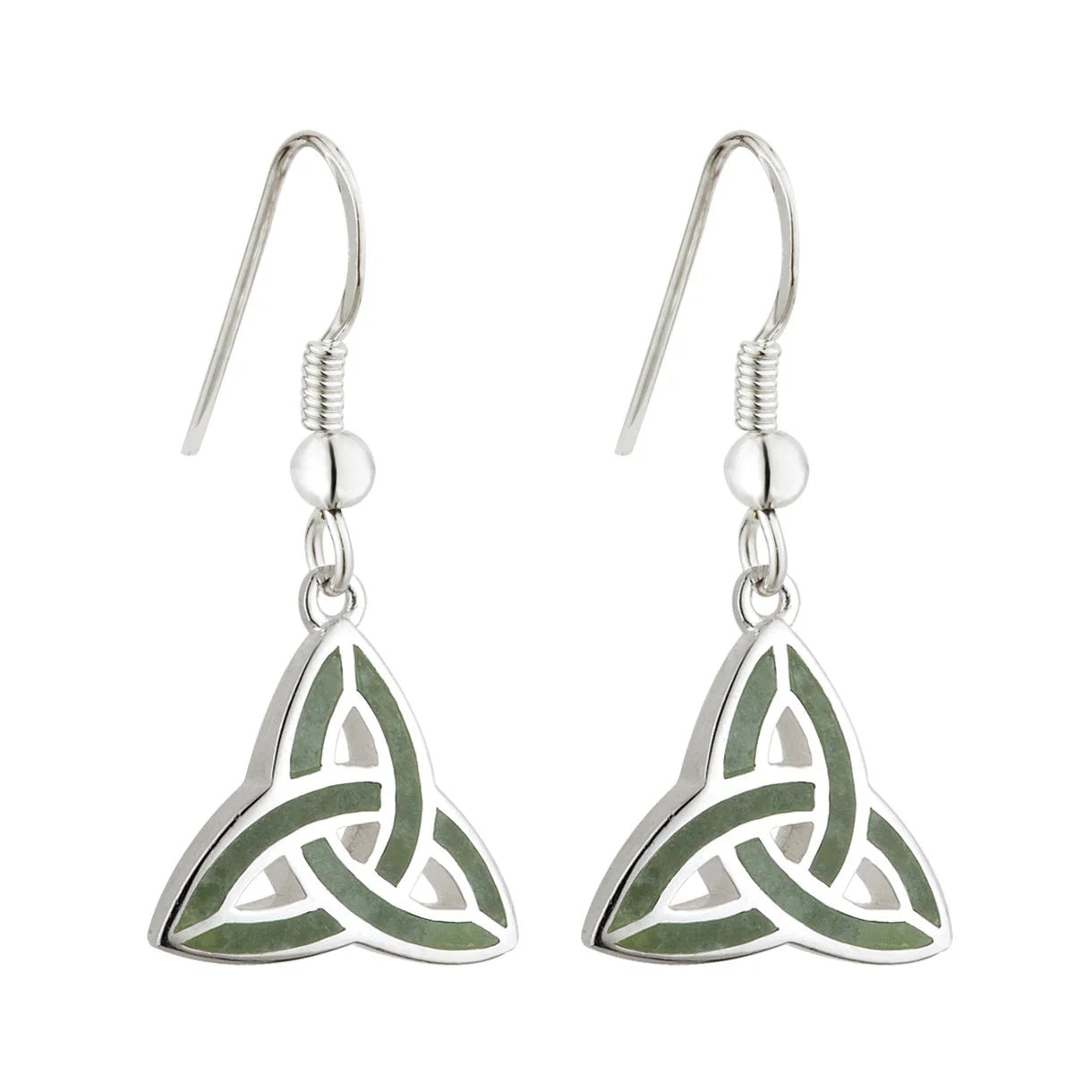 Sterling Silver Connemara Marble Trinity Knot Drop Earrings