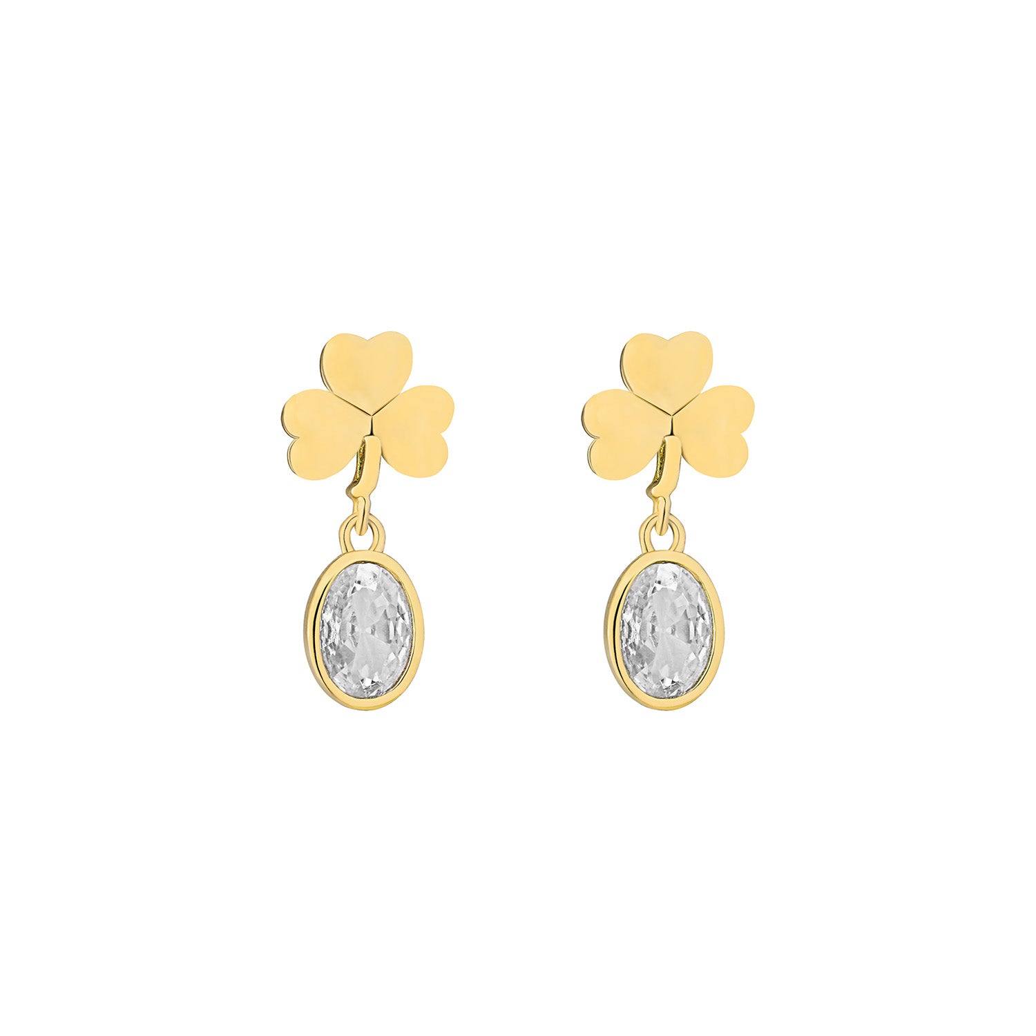 Gold Plated Crystal Shamrock Earrings