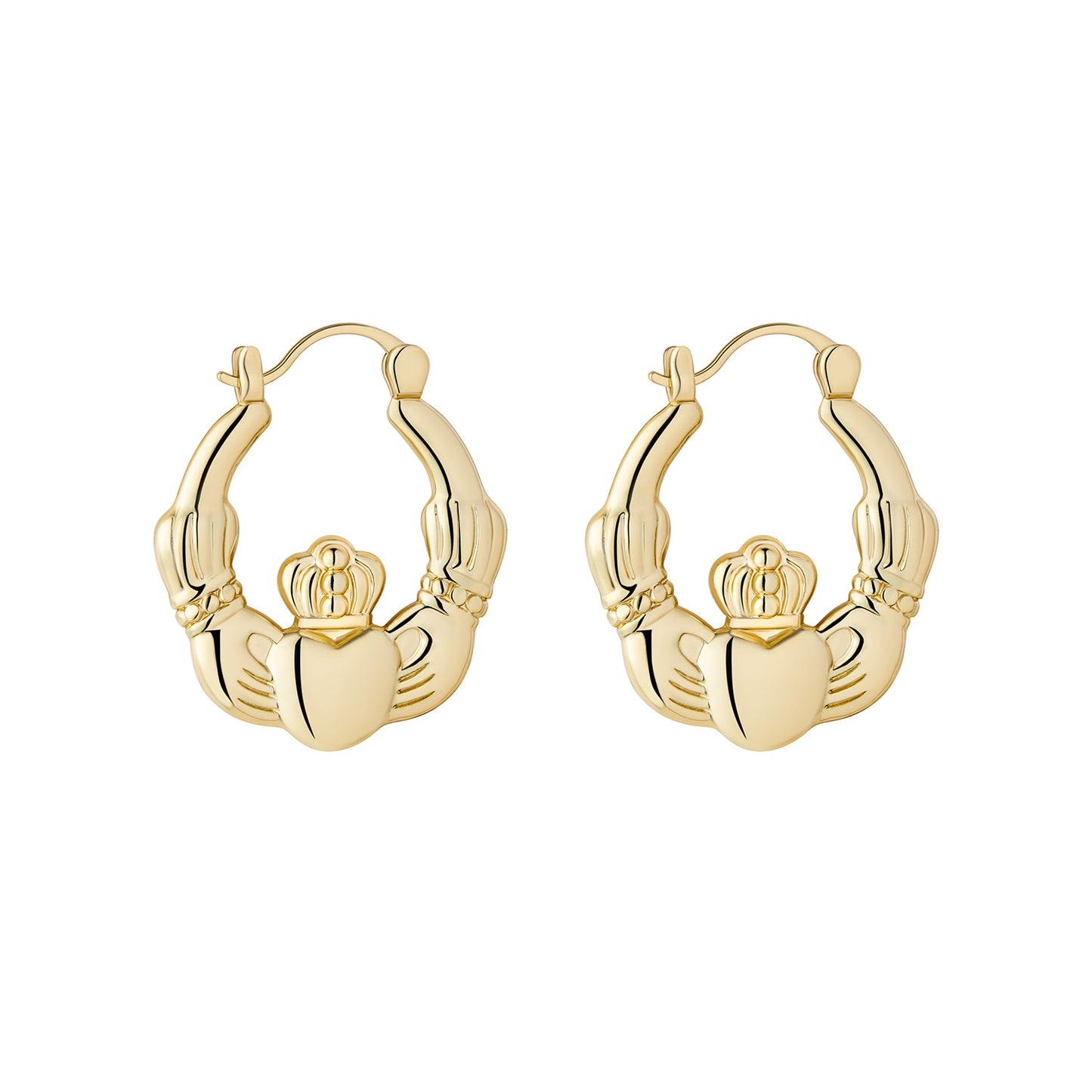 Gold Plated Medium Claddagh Creole Earrings