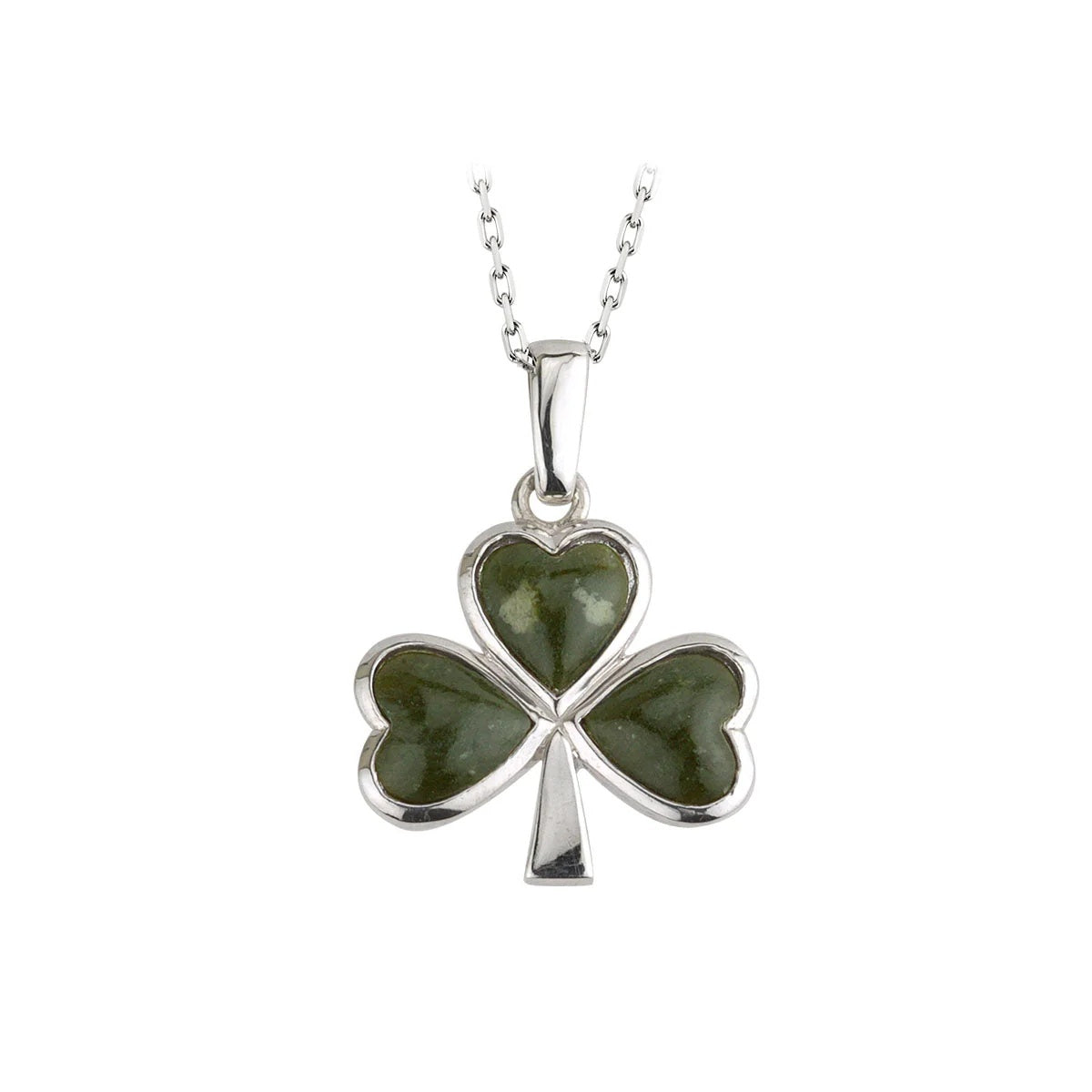 Sterling Silver Connemara Marble Shamrock Pendant